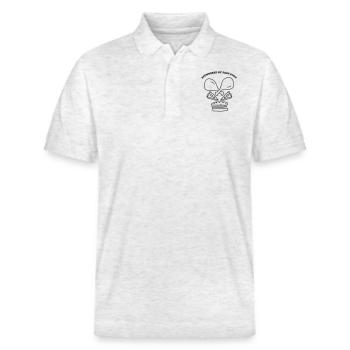 Skull SponsoredByFastFood - Stanley/Stella Unisex Organic Polo Shirt PREPSTER - heather white - Front - Roxy (174cm) & Andy (188cm)