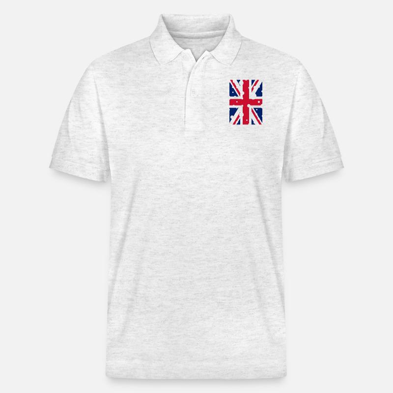 Englische Flagge - Stanley/Stella Unisex Bio-Poloshirt PREPSTER - Weiß meliert