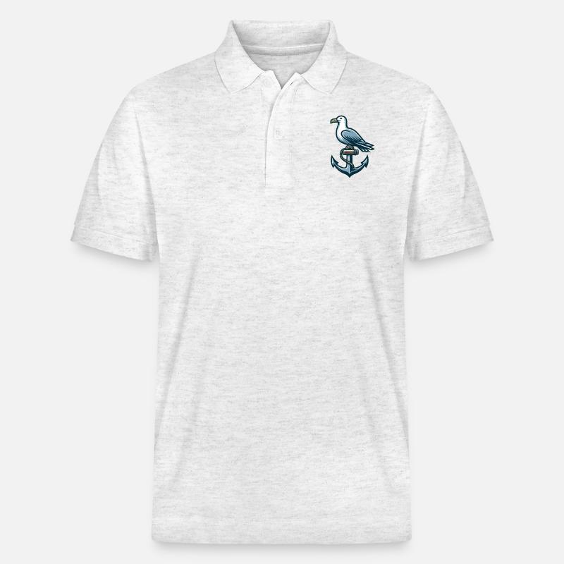 Ancre avec Seagull - Polo PREPSTER bio Stanley/Stella Unisexe - blanc chiné