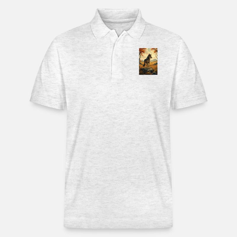 Das Bild des Wolfes - Stanley/Stella Unisex Bio-Poloshirt PREPSTER - Weiß meliert