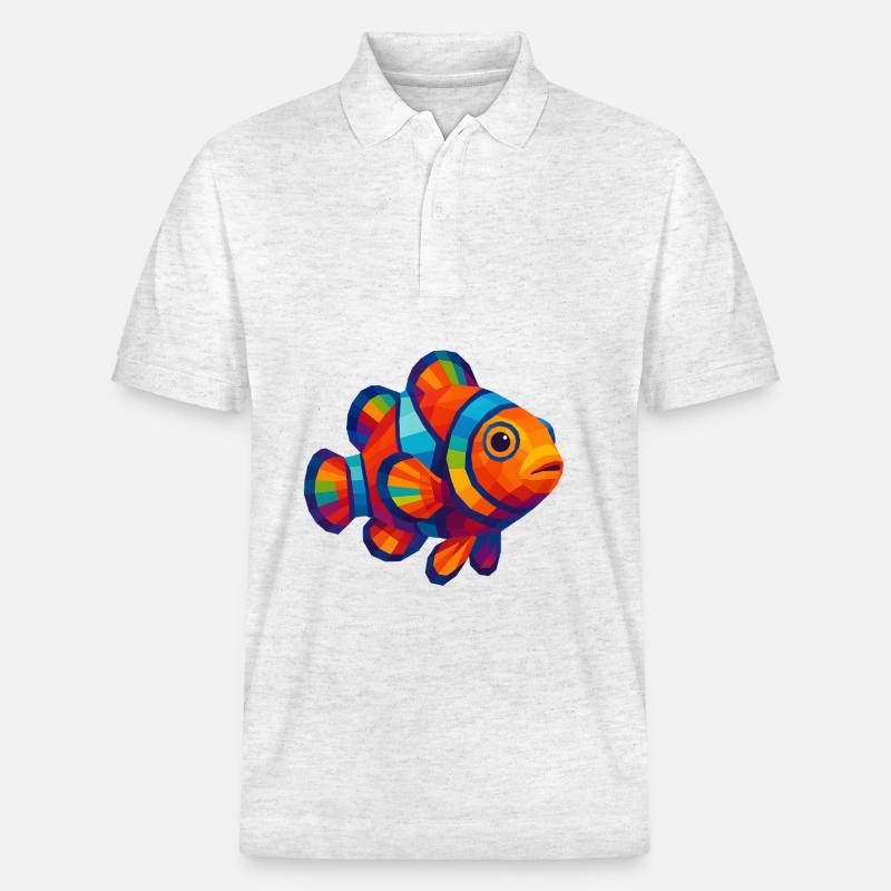 WPAP Polygon Style Animaux - Poisson-clown - Polo PREPSTER bio Stanley/Stella Unisexe - blanc chiné