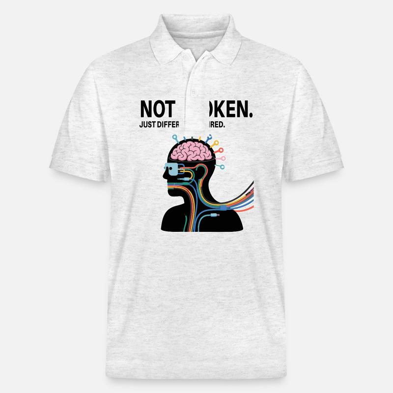Not broken – just wired differently - Stanley/Stella Unisex Organic Polo Shirt PREPSTER - heather white