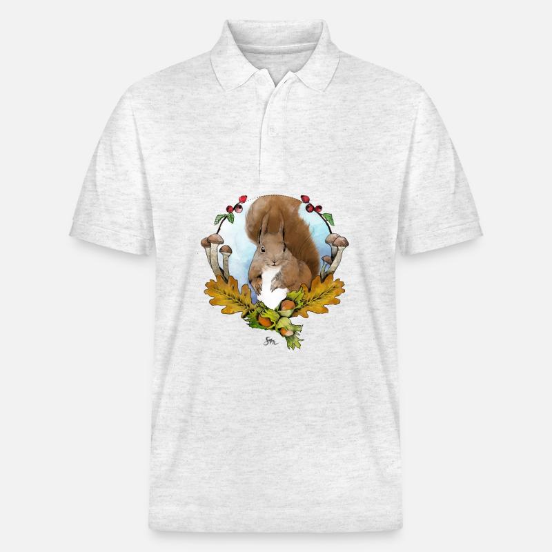 Eichhörnchen im Herbst - Stanley/Stella Unisex Bio-Poloshirt PREPSTER - Weiß meliert
