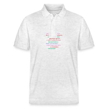 Test de patience pour les admirateurs - Lire l’intégralité du dicton - Polo PREPSTER bio Stanley/Stella Unisexe - blanc chiné - Devant - Roxy (174cm) & Andy (188cm)