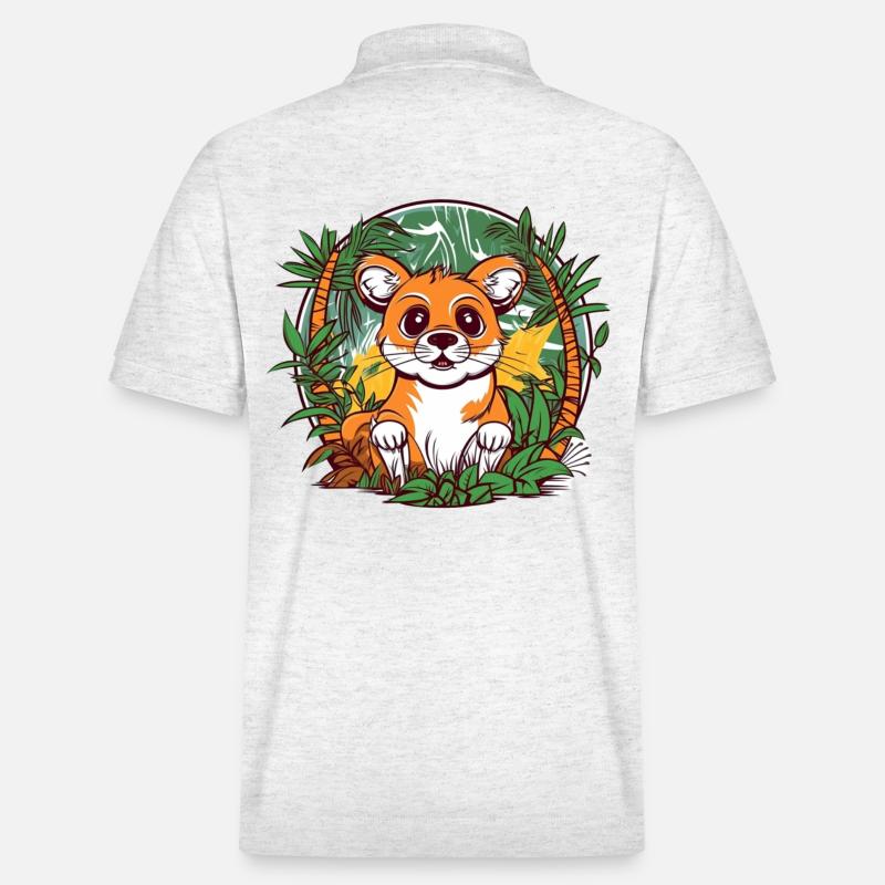 Mignon chaton de la jungle illustration - Polo PREPSTER bio Stanley/Stella Unisexe - blanc chiné