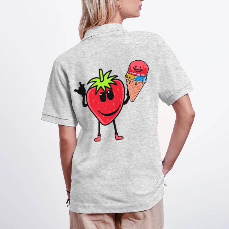 Erdbeerer Erdbeere Eis Eiscrem Eiskrem Kinder Stanley/Stella Unisex Bio-Poloshirt PREPSTER