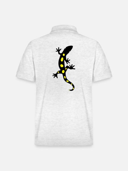 Lizard Salamander Gecko Fire Salamander - Stanley/Stella Unisex Organic Polo Shirt PREPSTER - heather white