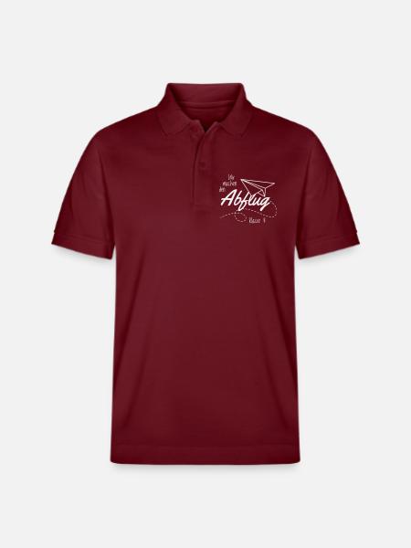 Abschlussshirt Grundschule Abflug - Stanley/Stella Unisex Bio-Poloshirt PREPSTER - Burgunderrot