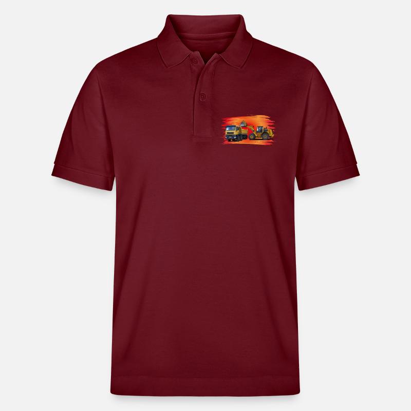 Laster und Bagger auf rot - Stanley/Stella Unisex Bio-Poloshirt PREPSTER - Burgunderrot
