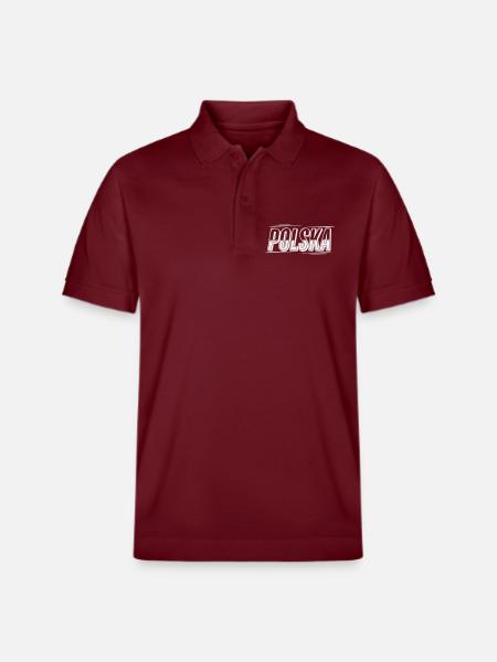 Polska Outline Font Design - Stanley/Stella Unisex Organic Polo Shirt PREPSTER - burgundy