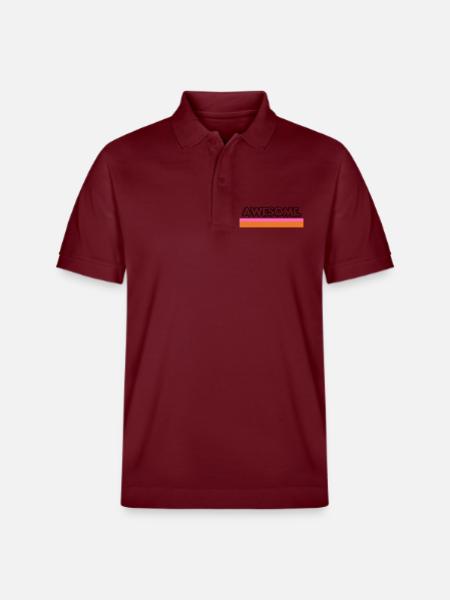 Awesome Retro Stripe - Stanley/Stella Unisex Organic Polo Shirt PREPSTER - burgundy