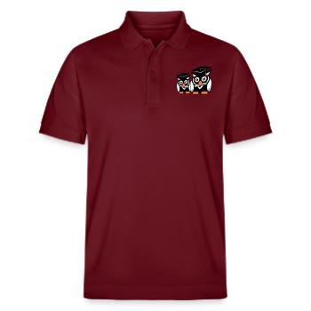 2 Eulen Schulabschluss College Abitur Student Team - Stanley/Stella Unisex Bio-Poloshirt PREPSTER - Burgunderrot - Vorne - Roxy (174cm) & Andy (188cm)