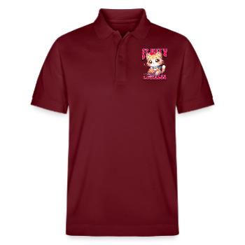 Fluffy Cuteness - Niedliches Katzendesign - Stanley/Stella Unisex Bio-Poloshirt PREPSTER - Burgunderrot - Vorne - Roxy (174cm) & Andy (188cm)