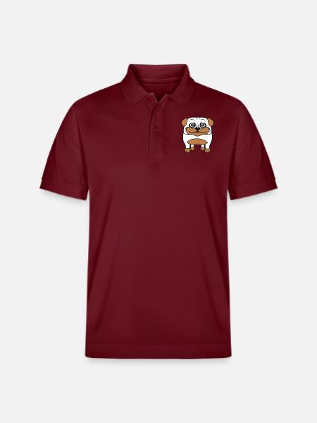 Hund Mops Lille Sød Pik Kærlighed Glad Komisk Sjov - Stanley/Stella PREPSTER økologisk unisex poloshirt - burgunder-rød