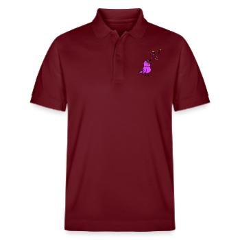 Musiknoten Singvogel Spatz singt zwitschert Musik - Stanley/Stella Unisex Bio-Poloshirt PREPSTER - Burgunderrot - Vorne - Roxy (174cm) & Andy (188cm)