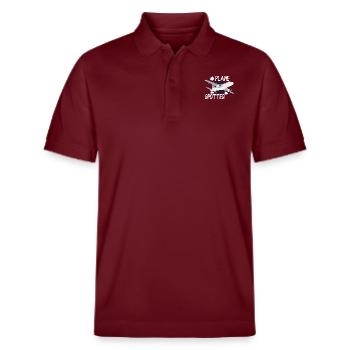 Aircraft Spotting Airplane Aircraft Spotter - Stanley/Stella Unisex Bio-Poloshirt PREPSTER - Burgunderrot - Vorne - Roxy (174cm) & Andy (188cm)
