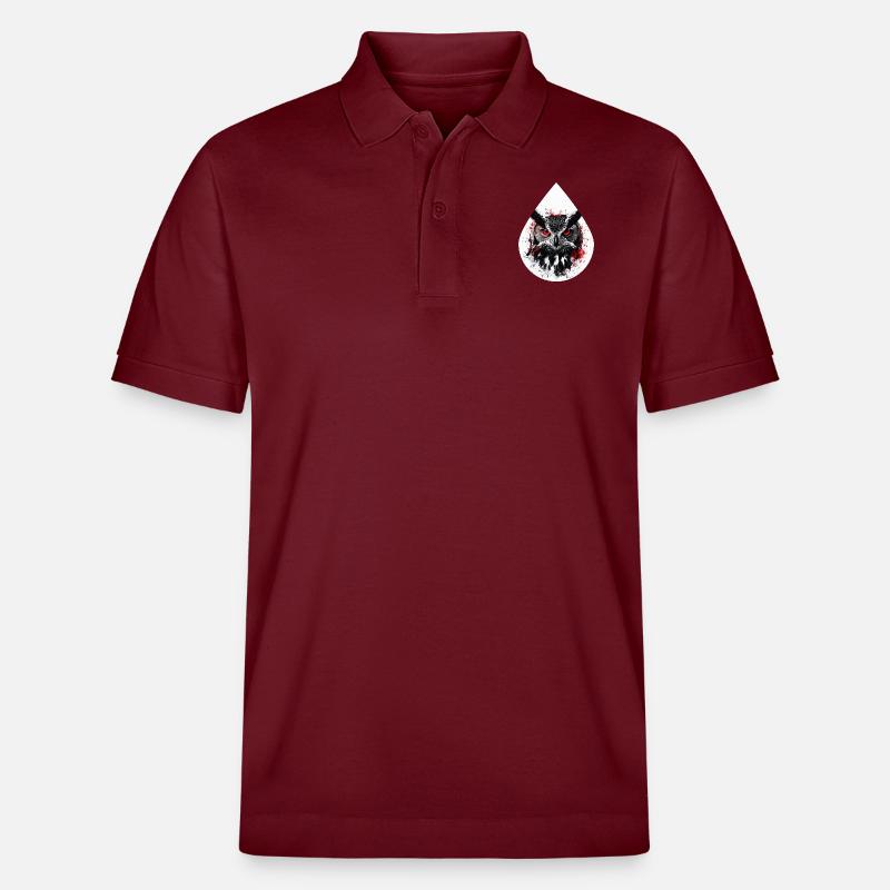 Trashpolka Eule Schwarz Rot - Stanley/Stella Unisex Bio-Poloshirt PREPSTER - Burgunderrot