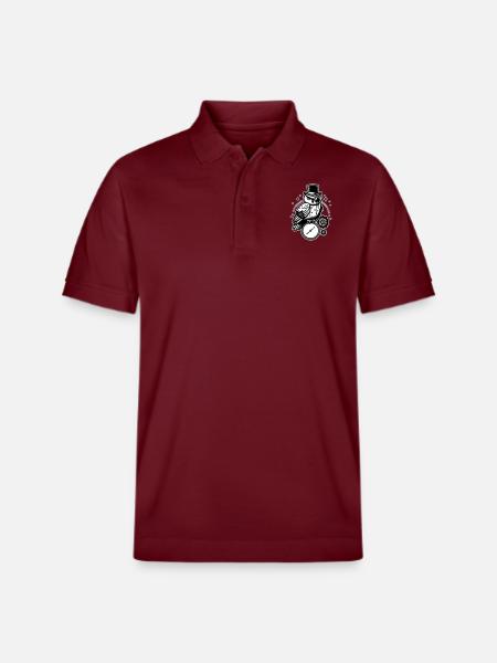 Steampunk owl and clock design - Stanley/Stella Unisex Organic Polo Shirt PREPSTER - burgundy