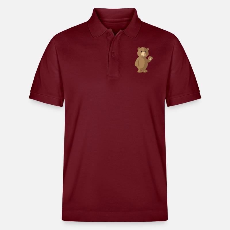 Winkender Comic Bär - Stanley/Stella Unisex Bio-Poloshirt PREPSTER - Burgunderrot