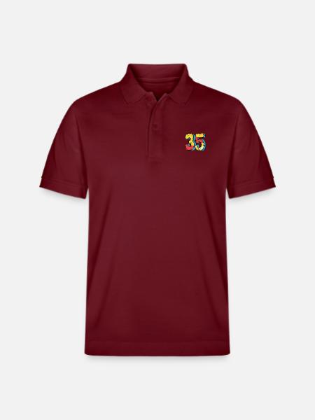 35 Number Comic - Stanley/Stella Unisex Organic Polo Shirt PREPSTER - burgundy