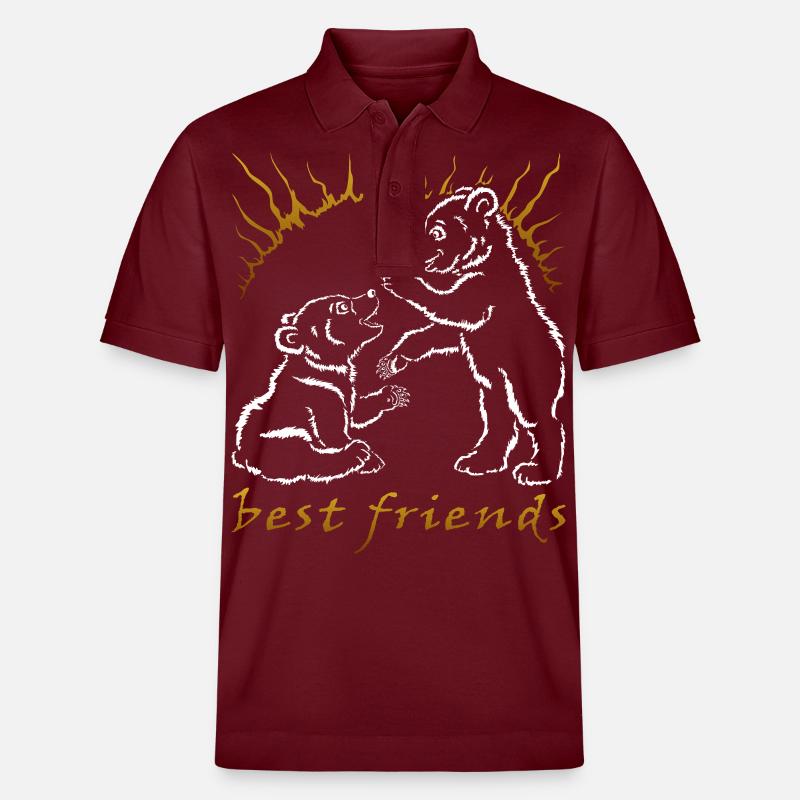 Zwei Bären - beste Freunde - Stanley/Stella Unisex Bio-Poloshirt PREPSTER - Burgunderrot