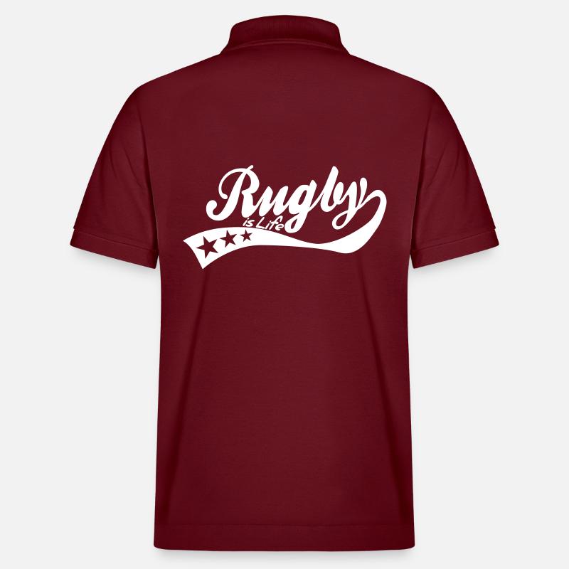 rugby is life - retro - Stanley/Stella Unisex Bio-Poloshirt PREPSTER - Burgunderrot