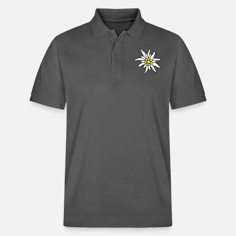 Blüte, Edelweiß - Stanley/Stella Unisex Bio-Poloshirt PREPSTER - Anthrazit