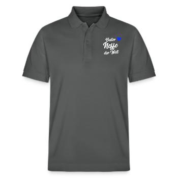 Neffe Geschenk | Bester Neffe der Welt - Stanley/Stella Unisex Bio-Poloshirt PREPSTER - Anthrazit - Vorne - Roxy (174cm) & Andy (188cm)