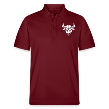 Bulle böser Blick Polygon - Stanley/Stella Unisex Bio-Poloshirt PREPSTER - Burgunderrot - Vorne - Roxy (174cm) & Andy (188cm)
