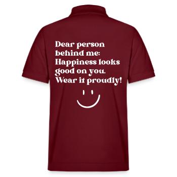 Citations motivantes et inspirantes - Bonheur - Polo PREPSTER bio Stanley/Stella Unisexe - bordeaux - Dos - Andy (188cm)