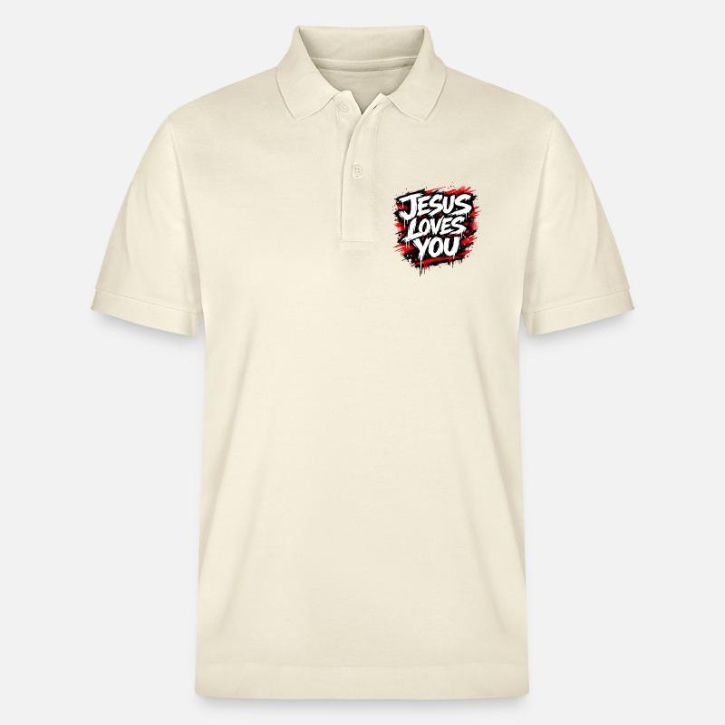 Déclaration de graffiti Jésus t’aime - Polo PREPSTER bio Stanley/Stella Unisexe - écru doux