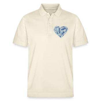 Nachricht Herz Ich liebe dich Papa - Stanley/Stella Unisex Bio-Poloshirt PREPSTER - Natur - Vorne - Roxy (174cm) & Andy (188cm)