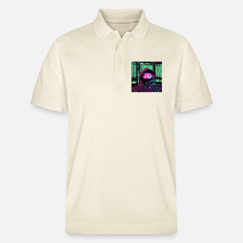 Cyber-Axolotl im digitalen Code-Look - Stanley/Stella Unisex Bio-Poloshirt PREPSTER - Natur
