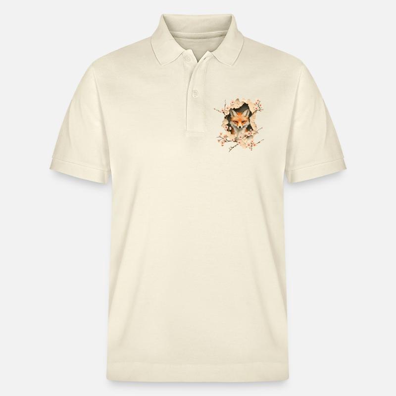 Fuchs mit Kirschblüten - Stanley/Stella Unisex Bio-Poloshirt PREPSTER - Natur