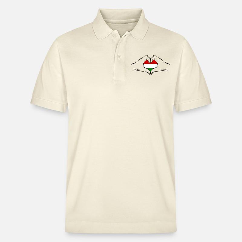 Ungarn Flagge Herzform - Stanley/Stella Unisex Bio-Poloshirt PREPSTER - Natur