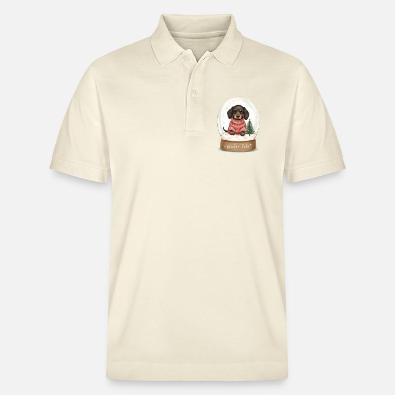 Dachshund in Snow Globe – Winter Tale - Stanley/Stella Unisex Bio-Poloshirt PREPSTER - Natur