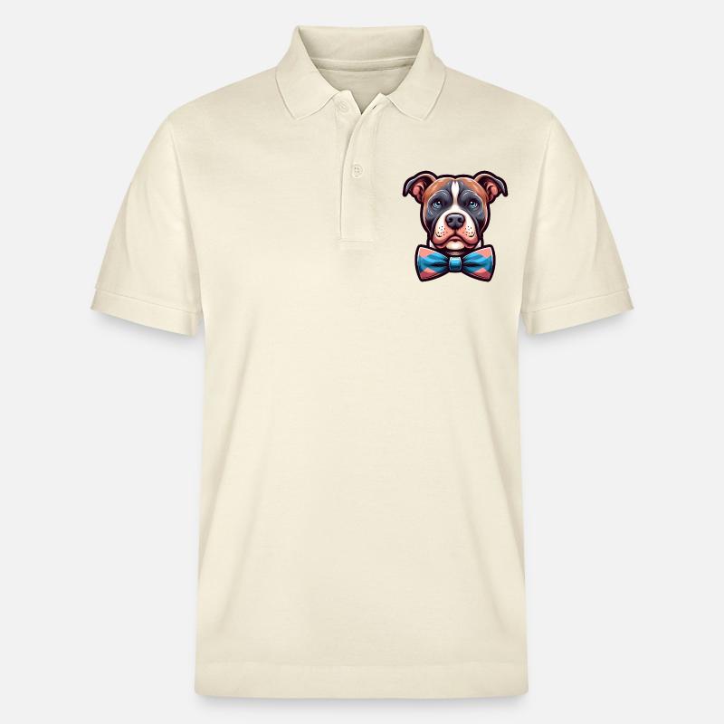 Pitbull mit Fliege - Stanley/Stella Unisex Bio-Poloshirt PREPSTER - Natur