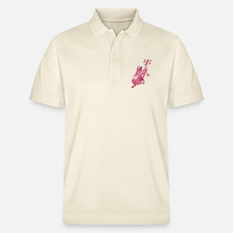 Faultier mit rotem Blumenmuster – Line Art - Stanley/Stella Unisex Bio-Poloshirt PREPSTER - Natur