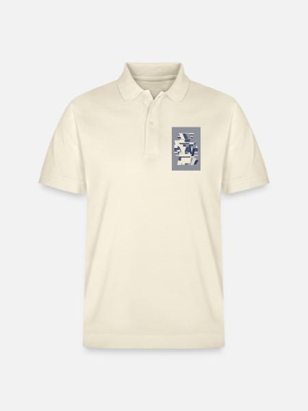Blue Robot Warrior - Stanley/Stella Unisex Organic Polo Shirt PREPSTER - soft Ecru