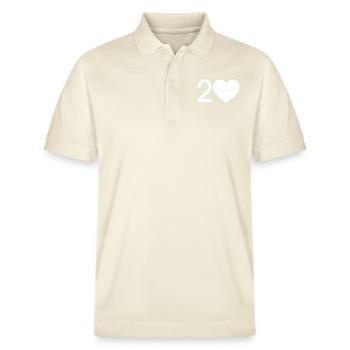 20 avec cœur - vivre. rire. Amour. - Polo PREPSTER bio Stanley/Stella Unisexe - écru doux - Devant - Roxy (174cm) & Andy (188cm)