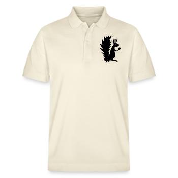 Funny Squirrel with Nut Autumn Forest Gathering - Stanley/Stella Unisex Organic Polo Shirt PREPSTER - soft Ecru - Front - Roxy (174cm) & Andy (188cm)
