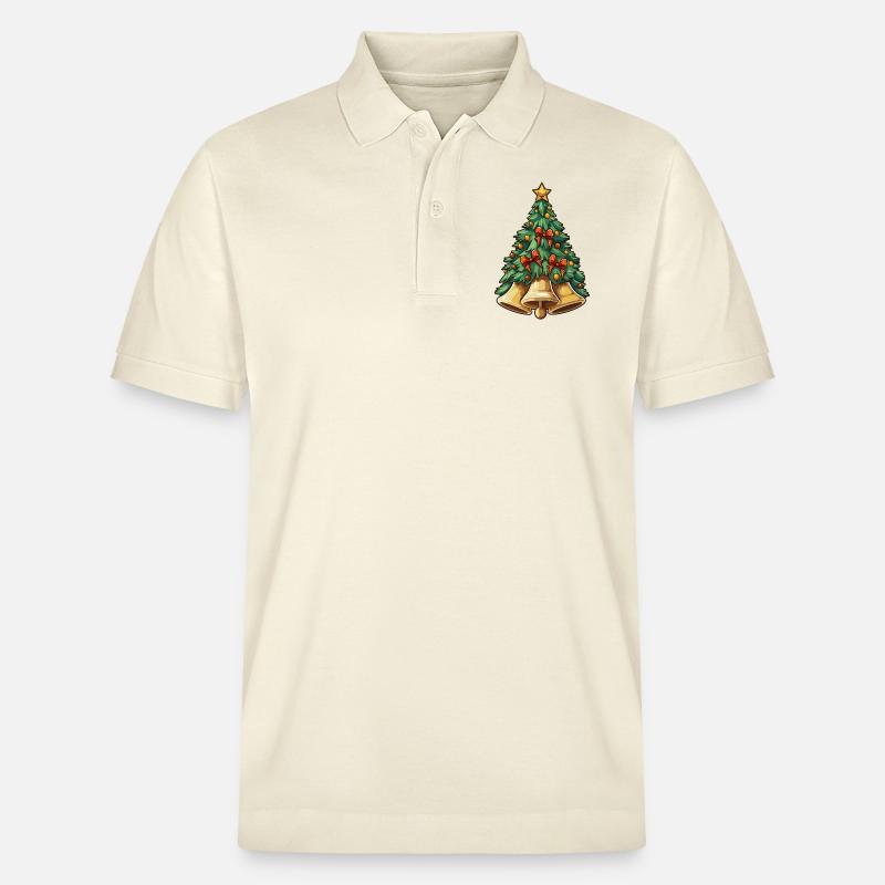 Weihnachtsbaum mit Glocken plus Deko - Stanley/Stella Unisex Bio-Poloshirt PREPSTER - Natur