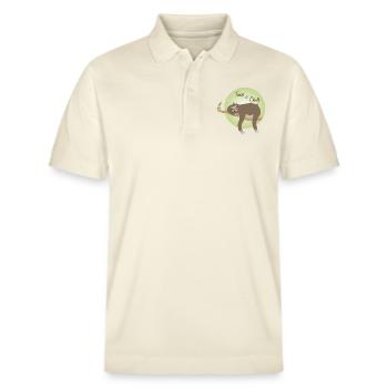Sloth - Time to relax - Stanley/Stella Unisex Organic Polo Shirt PREPSTER - soft Ecru - Front - Roxy (174cm) & Andy (188cm)