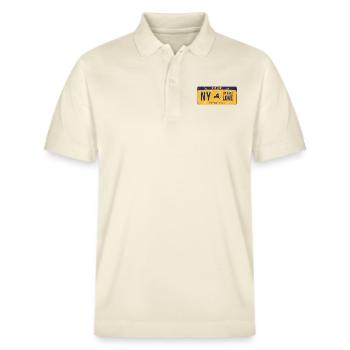 NY My First Love License Plate - Stanley/Stella Unisex Bio-Poloshirt PREPSTER - Natur - Vorne - Roxy (174cm) & Andy (188cm)