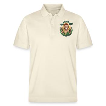 Lion Jungle - Stanley/Stella Unisex Organic Polo Shirt PREPSTER - soft Ecru - Front - Roxy (174cm) & Andy (188cm)