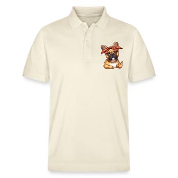 Frenchie Der Rapper - Stanley/Stella Unisex Bio-Poloshirt PREPSTER - Natur - Vorne - Roxy (174cm) & Andy (188cm)
