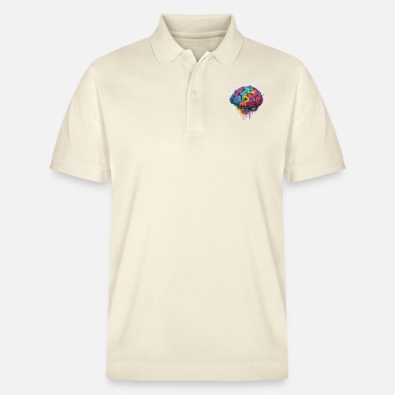 Brain / Knowledge / Intelligence / Smart / Thinking - Stanley/Stella Unisex Organic Polo Shirt PREPSTER - soft Ecru