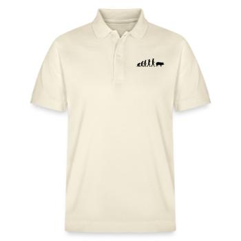 Evolution zum Schwein - Stanley/Stella Unisex Bio-Poloshirt PREPSTER - Natur - Vorne - Roxy (174cm) & Andy (188cm)