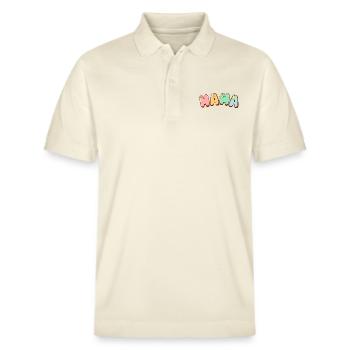 Mom retro design in bubblegum style as a gift - Stanley/Stella Unisex Organic Polo Shirt PREPSTER - soft Ecru - Front - Roxy (174cm) & Andy (188cm)