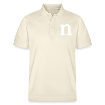 Letter n "n" white - Stanley/Stella Unisex Organic Polo Shirt PREPSTER - soft Ecru - Front - Roxy (174cm) & Andy (188cm)